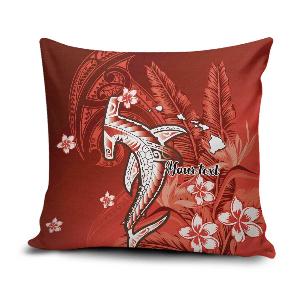 Personalized Hawaiian Maori Hammerhead Shark Pillow Cover Ulaula Plumeria - Polynesian Pride