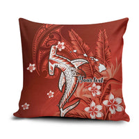 Personalized Hawaiian Maori Hammerhead Shark Pillow Cover Ulaula Plumeria - Polynesian Pride