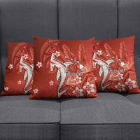 Personalized Hawaiian Maori Hammerhead Shark Pillow Cover Ulaula Plumeria - Polynesian Pride