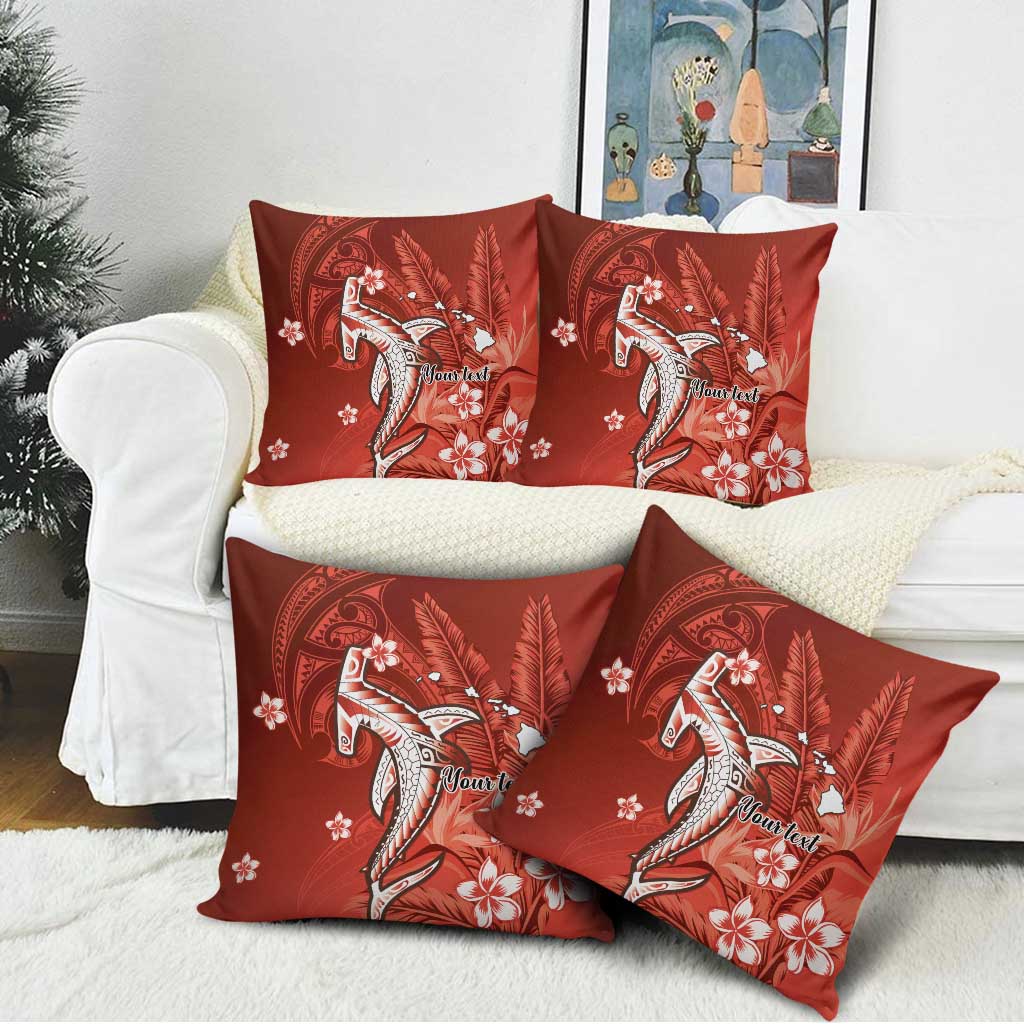 Personalized Hawaiian Maori Hammerhead Shark Pillow Cover Ulaula Plumeria - Polynesian Pride