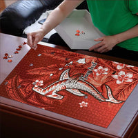 Personalized Hawaiian Maori Hammerhead Shark Puzzle Ulaula Plumeria - Polynesian Pride