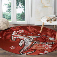 Personalized Hawaiian Maori Hammerhead Shark Round Carpet Ulaula Plumeria - Polynesian Pride