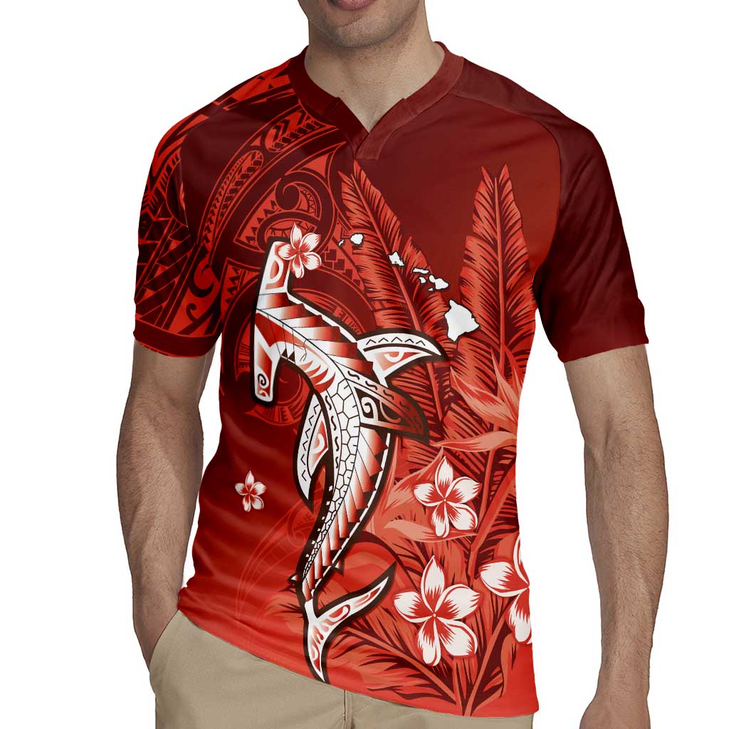 Personalized Hawaiian Maori Hammerhead Shark Rugby Jersey Ulaula Plumeria - Polynesian Pride