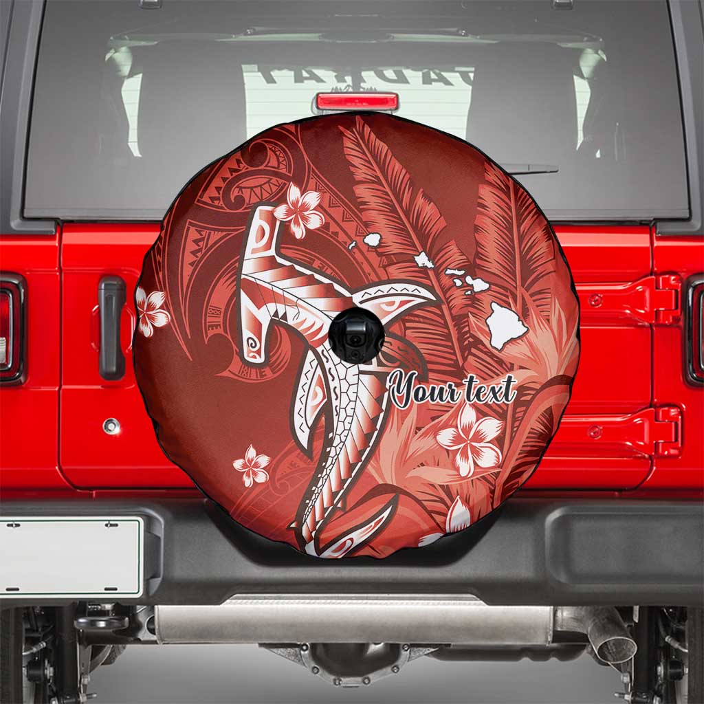 Personalized Hawaiian Maori Hammerhead Shark Spare Tire Cover Ulaula Plumeria - Polynesian Pride