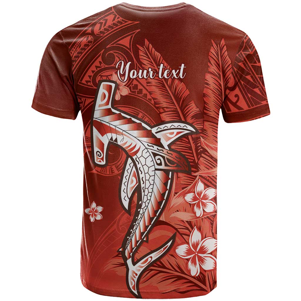 Personalized Hawaiian Maori Hammerhead Shark T Shirt Ulaula Plumeria - Polynesian Pride
