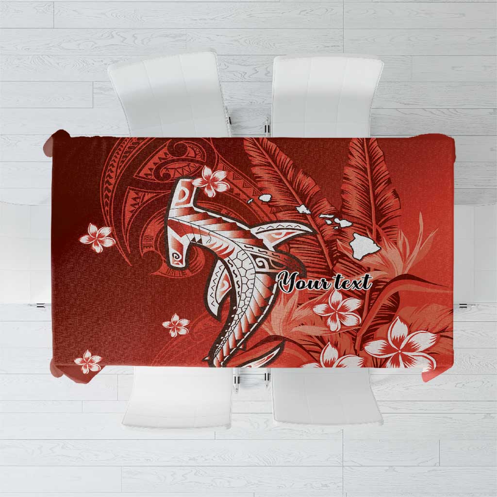 Personalized Hawaiian Maori Hammerhead Shark Tablecloth Ulaula Plumeria - Polynesian Pride