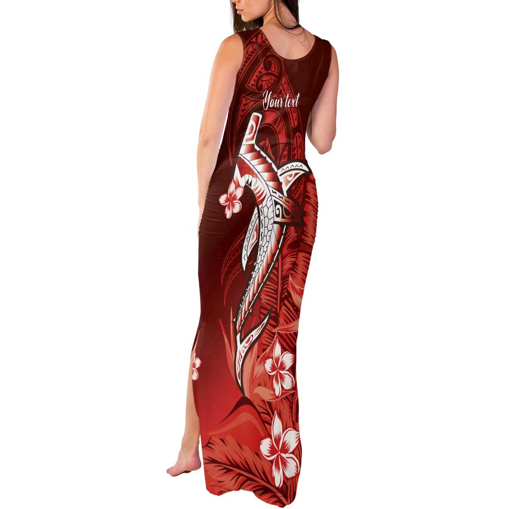 Personalized Hawaiian Maori Hammerhead Shark Tank Maxi Dress Ulaula Plumeria - Polynesian Pride