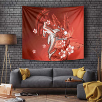 Personalized Hawaiian Maori Hammerhead Shark Tapestry Ulaula Plumeria - Polynesian Pride