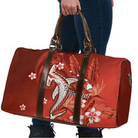 Personalized Hawaiian Maori Hammerhead Shark Travel Bag Ulaula Plumeria - Polynesian Pride