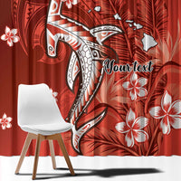 Personalized Hawaiian Maori Hammerhead Shark Window Curtain Ulaula Plumeria - Polynesian Pride