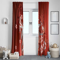 Personalized Hawaiian Maori Hammerhead Shark Window Curtain Ulaula Plumeria - Polynesian Pride