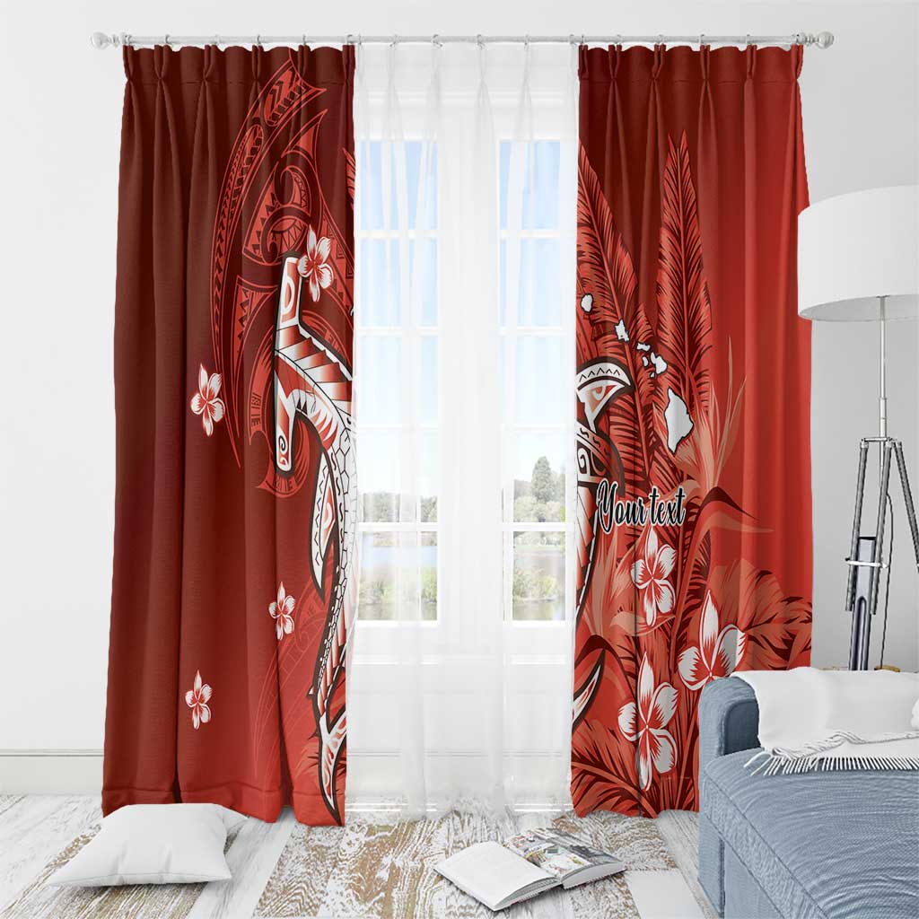 Personalized Hawaiian Maori Hammerhead Shark Window Curtain Ulaula Plumeria - Polynesian Pride