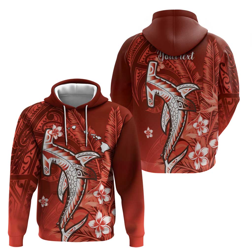 Personalized Hawaiian Maori Hammerhead Shark Zip Hoodie Ulaula Plumeria - Polynesian Pride