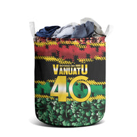 Vanuatu 46th Year Anniversary Laundry Basket 30 July 1980 Hibiscus Seamless Pattern LT9 - Polynesian Pride