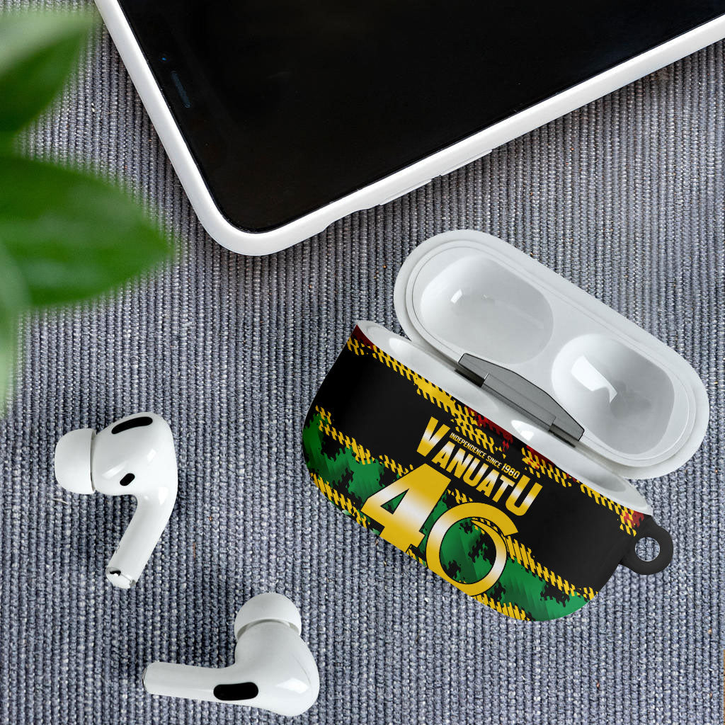 Vanuatu 46th Year Anniversary AirPods Case 30 July 1980 Hibiscus Seamless Pattern LT9 - Polynesian Pride
