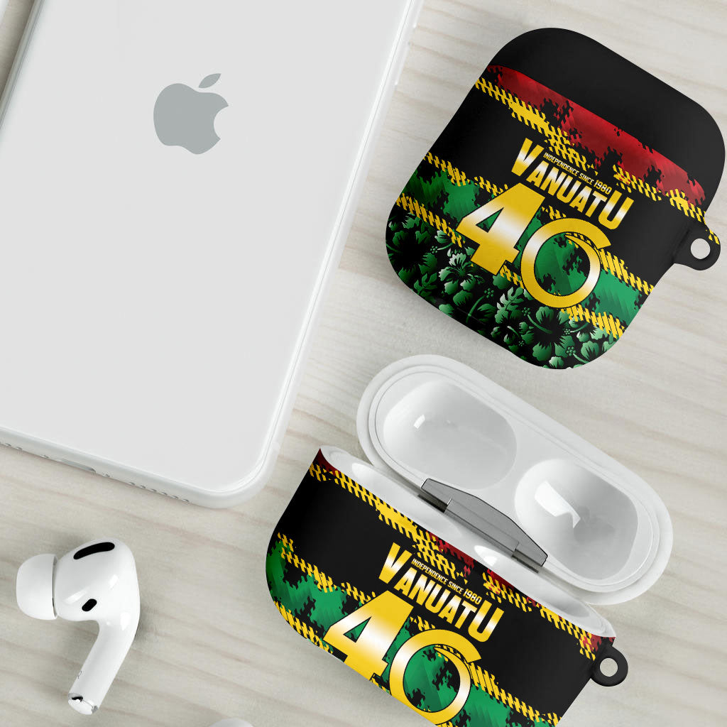 Vanuatu 46th Year Anniversary AirPods Case 30 July 1980 Hibiscus Seamless Pattern LT9 - Polynesian Pride