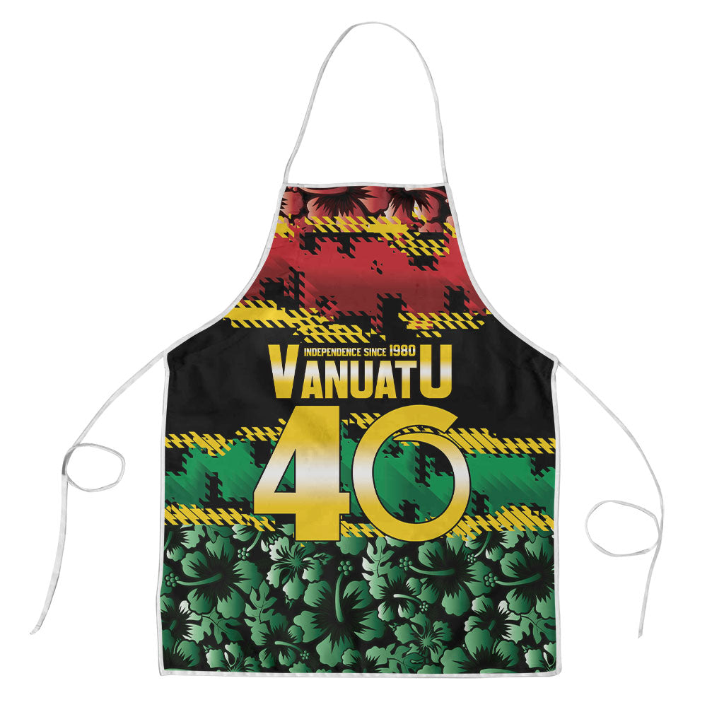 Vanuatu 46th Year Anniversary Apron 30 July 1980 Hibiscus Seamless Pattern LT9 Black - Polynesian Pride