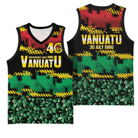 Vanuatu 46th Year Anniversary Basketball Jersey 30 July 1980 Hibiscus Seamless Pattern LT9 - Polynesian Pride