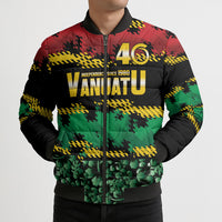 Vanuatu 46th Year Anniversary Bomber Puffer Jacket 30 July 1980 Hibiscus Seamless Pattern LT9 - Polynesian Pride