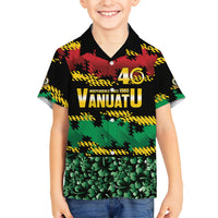 Vanuatu 46th Year Anniversary Family Matching Long Sleeve Bodycon Dress and Hawaiian Shirt 30 July 1980 Hibiscus Seamless Pattern LT9 Son's Shirt Black - Polynesian Pride