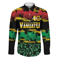 Vanuatu 46th Year Anniversary Family Matching Short Sleeve Bodycon Dress and Hawaiian Shirt 30 July 1980 Hibiscus Seamless Pattern LT9 Dad's Shirt - Long Sleeve Black - Polynesian Pride