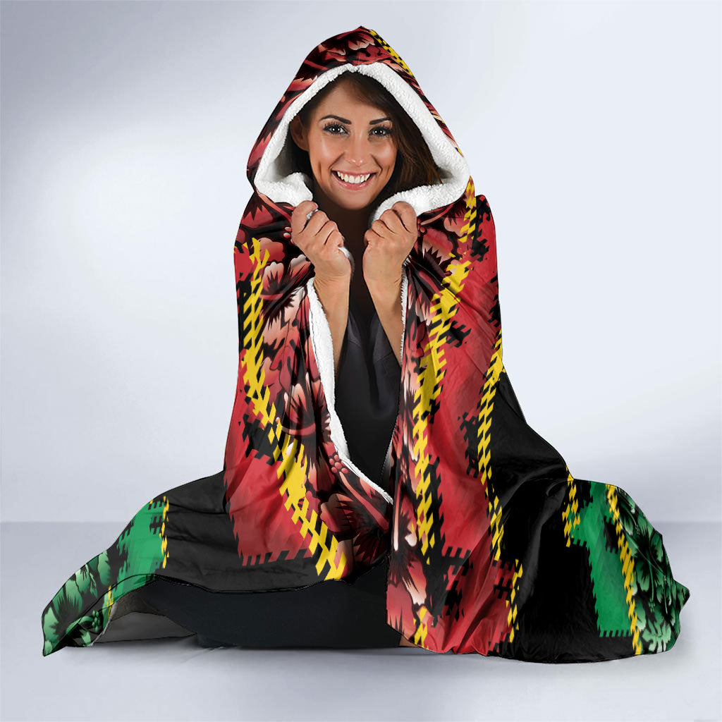 Vanuatu 46th Year Anniversary Hooded Blanket 30 July 1980 Hibiscus Seamless Pattern LT9 - Polynesian Pride