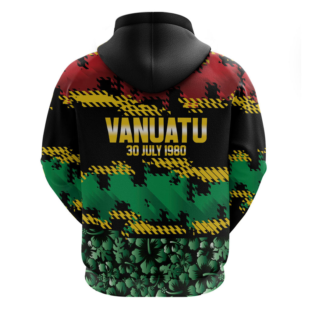 Vanuatu 46th Year Anniversary Hoodie 30 July 1980 Hibiscus Seamless Pattern