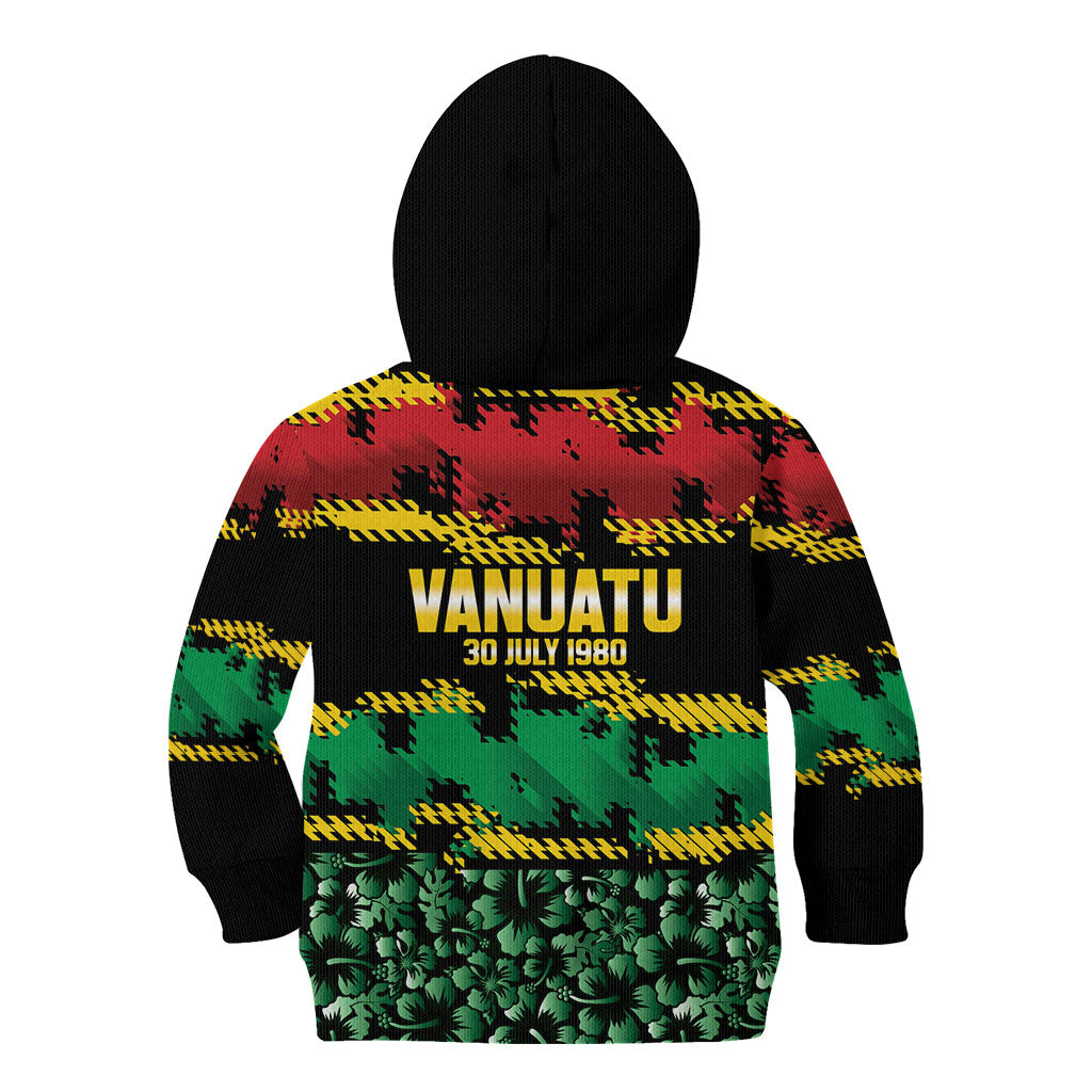 Vanuatu 46th Year Anniversary Kid Hoodie 30 July 1980 Hibiscus Seamless Pattern LT9 - Polynesian Pride