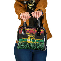 Vanuatu 46th Year Anniversary Shoulder Handbag 30 July 1980 Hibiscus Seamless Pattern LT9 One Size Black - Polynesian Pride