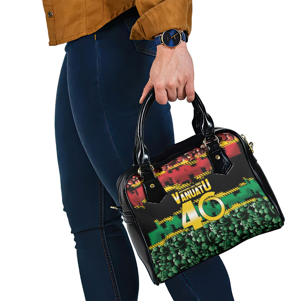 Vanuatu 46th Year Anniversary Shoulder Handbag 30 July 1980 Hibiscus Seamless Pattern LT9 - Polynesian Pride
