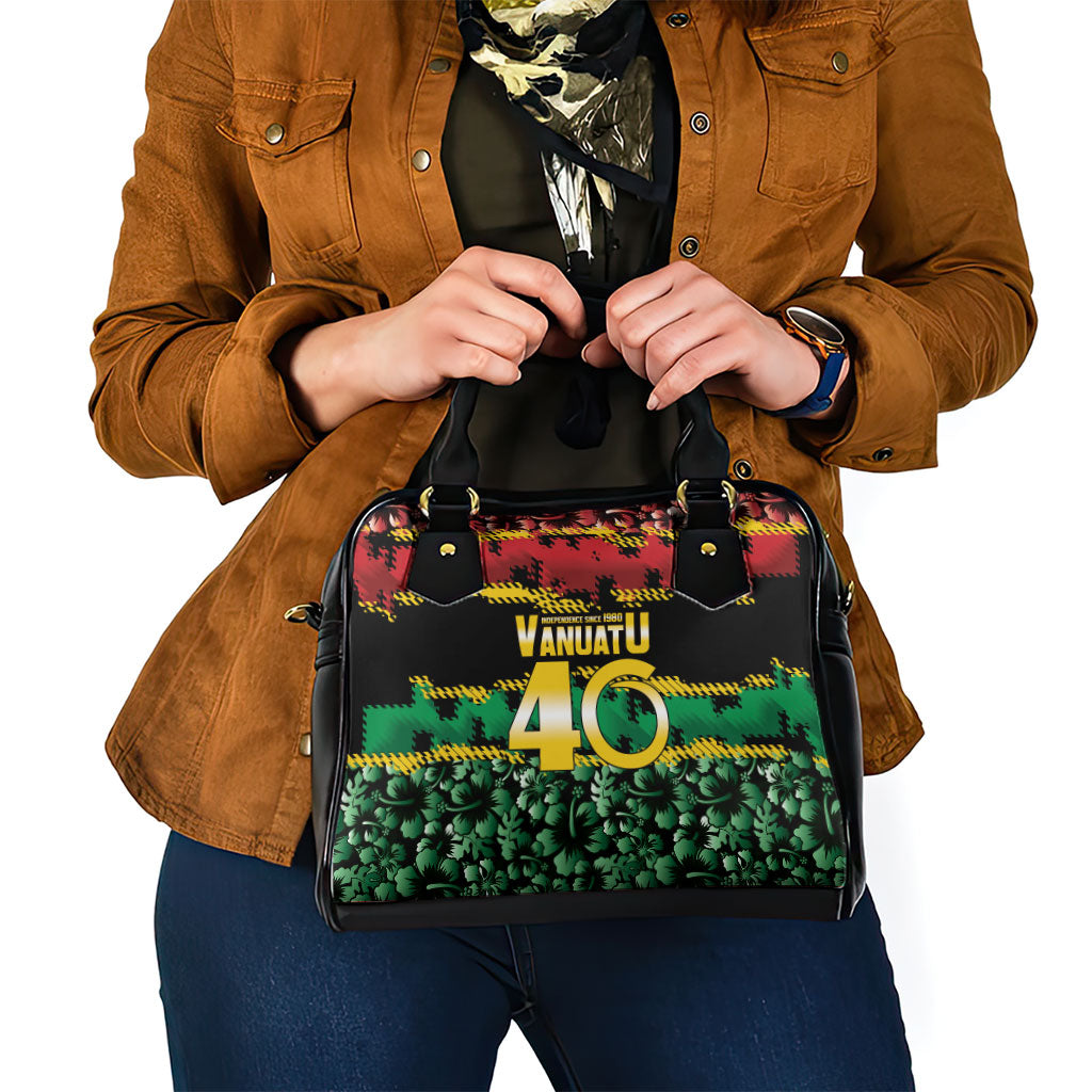 Vanuatu 46th Year Anniversary Shoulder Handbag 30 July 1980 Hibiscus Seamless Pattern LT9 - Polynesian Pride