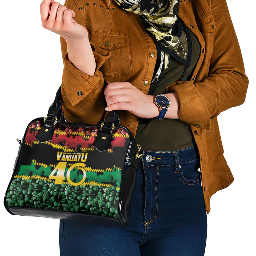 Vanuatu 46th Year Anniversary Shoulder Handbag 30 July 1980 Hibiscus Seamless Pattern LT9 - Polynesian Pride