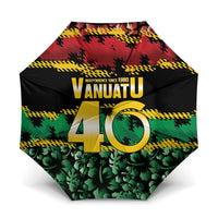 Vanuatu 46th Year Anniversary Umbrella 30 July 1980 Hibiscus Seamless Pattern LT9 One Size Folded 11.42 inch Opened Diameter 37.4 inch Black - Polynesian Pride