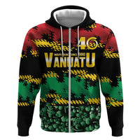 Vanuatu 46th Year Anniversary Zip Hoodie 30 July 1980 Hibiscus Seamless Pattern LT9 Zip Hoodie Black - Polynesian Pride