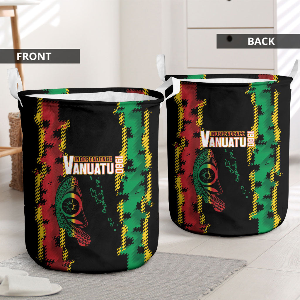 Vanuatu 46th Year Anniversary Laundry Basket Tamtam Slit Drums Long God Yumi Stanap LT9 - Polynesian Pride