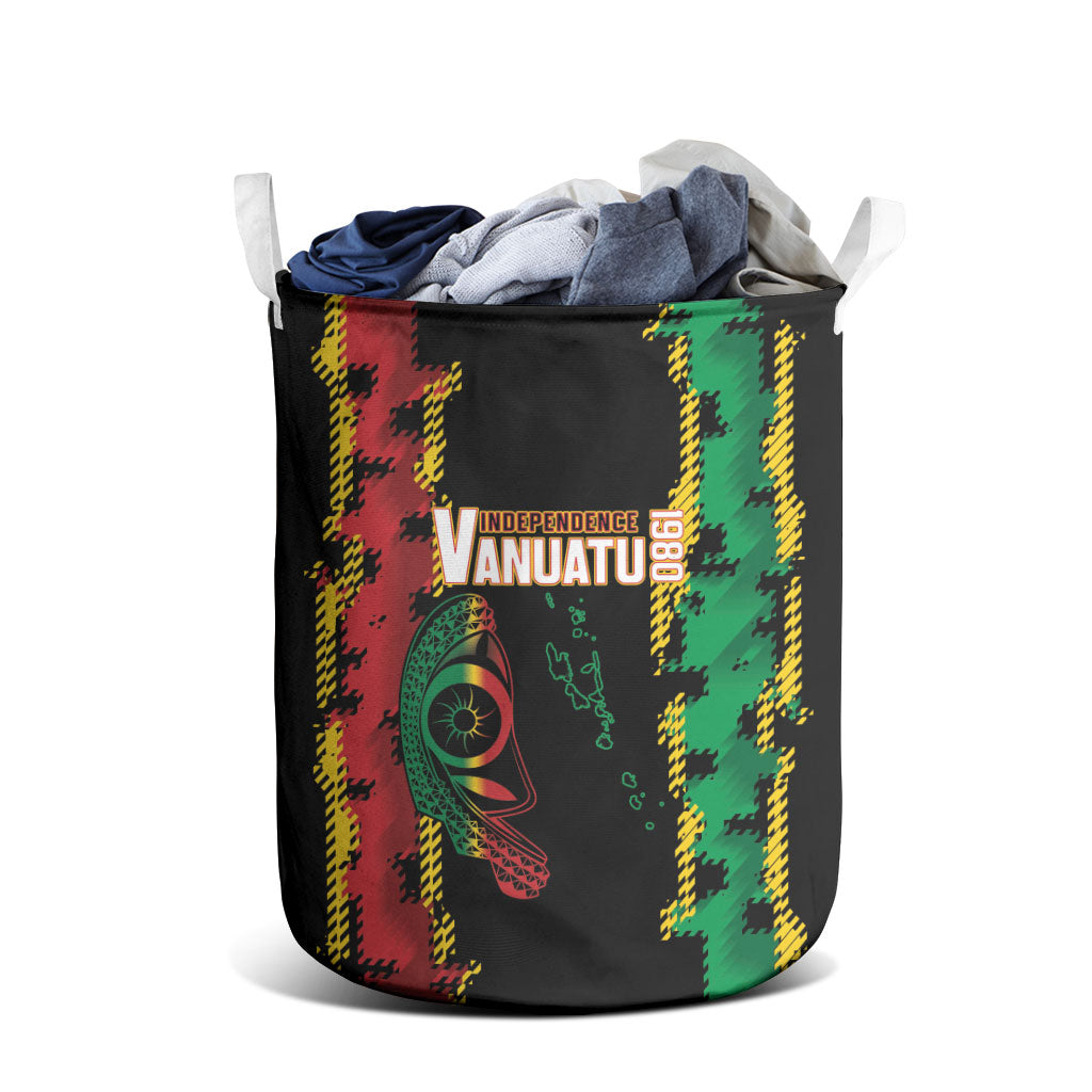 Vanuatu 46th Year Anniversary Laundry Basket Tamtam Slit Drums Long God Yumi Stanap LT9 - Polynesian Pride