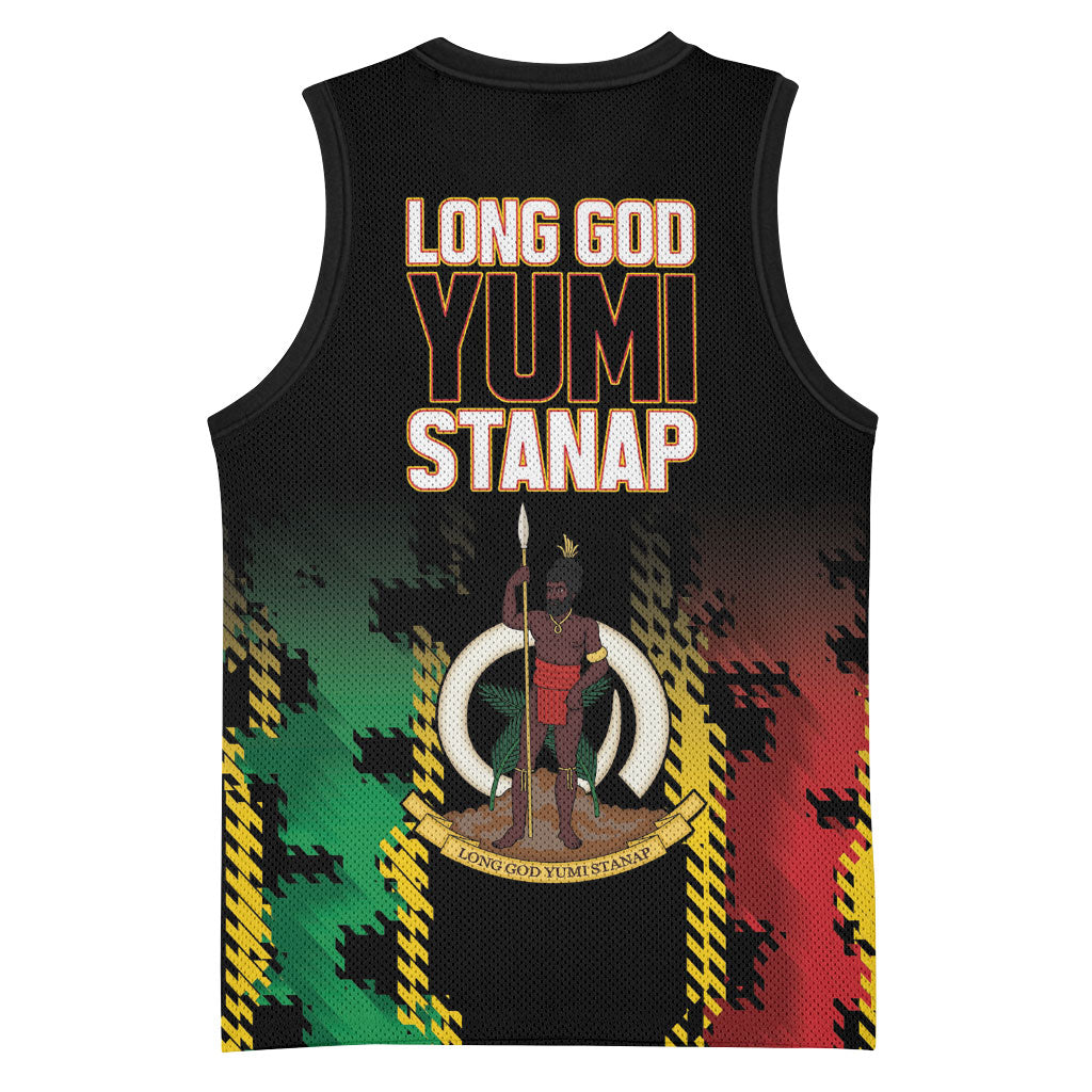 Vanuatu 46th Year Anniversary Basketball Jersey Tamtam Slit Drums Long God Yumi Stanap LT9 - Polynesian Pride