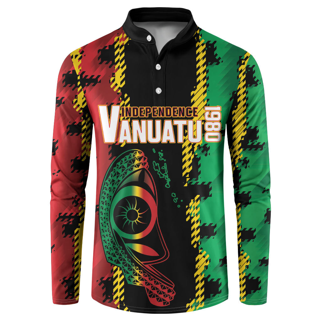 Vanuatu 46th Year Anniversary Button Sweatshirt Tamtam Slit Drums Long God Yumi Stanap LT9 Black - Polynesian Pride