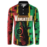Vanuatu 46th Year Anniversary Button Sweatshirt Tamtam Slit Drums Long God Yumi Stanap LT9 Black - Polynesian Pride