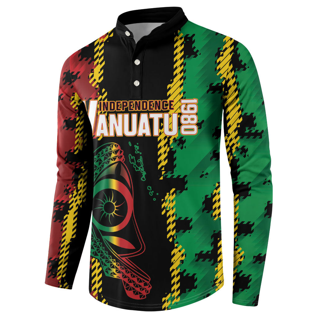 Vanuatu 46th Year Anniversary Button Sweatshirt Tamtam Slit Drums Long God Yumi Stanap LT9 - Polynesian Pride