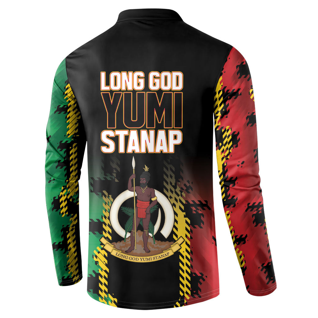 Vanuatu 46th Year Anniversary Button Sweatshirt Tamtam Slit Drums Long God Yumi Stanap LT9 - Polynesian Pride