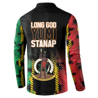 Vanuatu 46th Year Anniversary Button Sweatshirt Tamtam Slit Drums Long God Yumi Stanap LT9 - Polynesian Pride