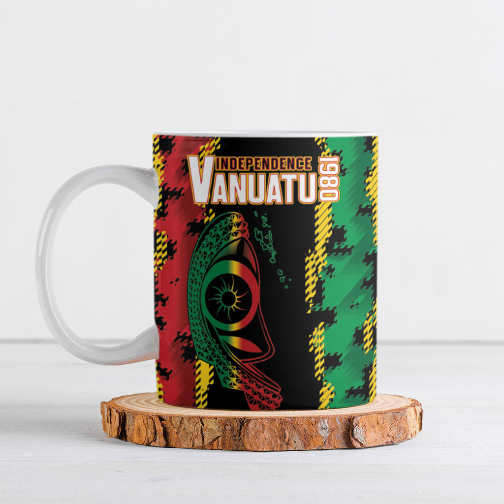 Vanuatu 46th Year Anniversary Ceramic Mug Tamtam Slit Drums Long God Yumi Stanap