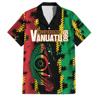 Vanuatu 46th Year Anniversary Family Matching Mermaid Dress and Hawaiian Shirt Tamtam Slit Drums Long God Yumi Stanap LT9 Dad's Shirt - Short Sleeve Black - Polynesian Pride
