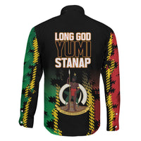 Vanuatu 46th Year Anniversary Family Matching Off The Shoulder Long Sleeve Dress and Hawaiian Shirt Tamtam Slit Drums Long God Yumi Stanap LT9 - Polynesian Pride