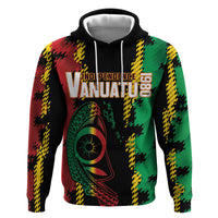Vanuatu 46th Year Anniversary Hoodie Tamtam Slit Drums Long God Yumi Stanap LT9 Pullover Hoodie Black - Polynesian Pride