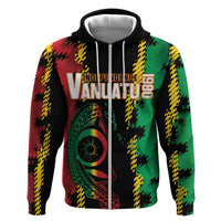 Vanuatu 46th Year Anniversary Hoodie Tamtam Slit Drums Long God Yumi Stanap LT9 Zip Hoodie Black - Polynesian Pride