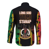 Vanuatu 46th Year Anniversary Long Sleeve Button Shirt Tamtam Slit Drums Long God Yumi Stanap LT9 - Polynesian Pride