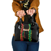 Vanuatu 46th Year Anniversary Shoulder Handbag Tamtam Slit Drums Long God Yumi Stanap LT9 One Size Black - Polynesian Pride