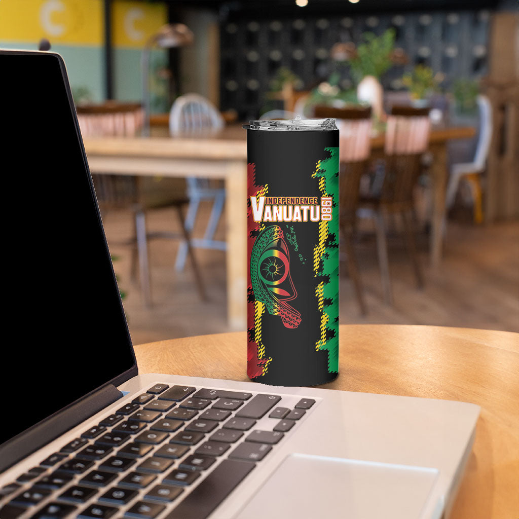 Vanuatu 46th Year Anniversary Skinny Tumbler Tamtam Slit Drums Long God Yumi Stanap LT9 - Polynesian Pride